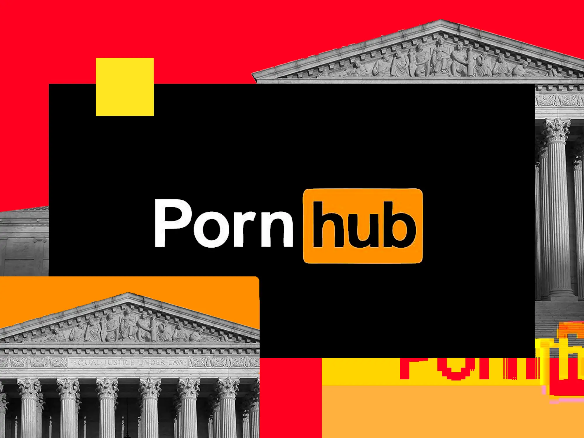 Photo illustration of the Pornhub logo and the Supreme court. Getty Images; Jenny Chang-Rodriguez